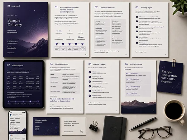 ContentPilot-Beispielcover für ein professionelles Dienstleistungsunternehmen