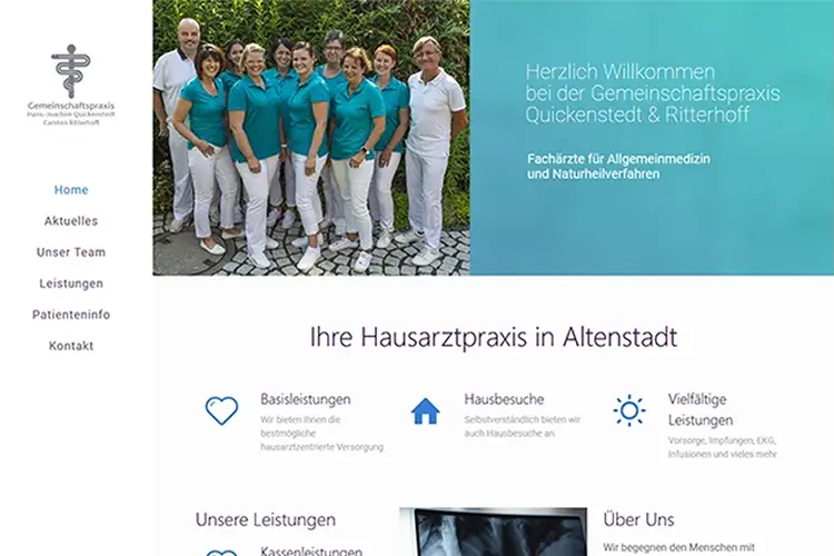 Screenshot of a professional services website