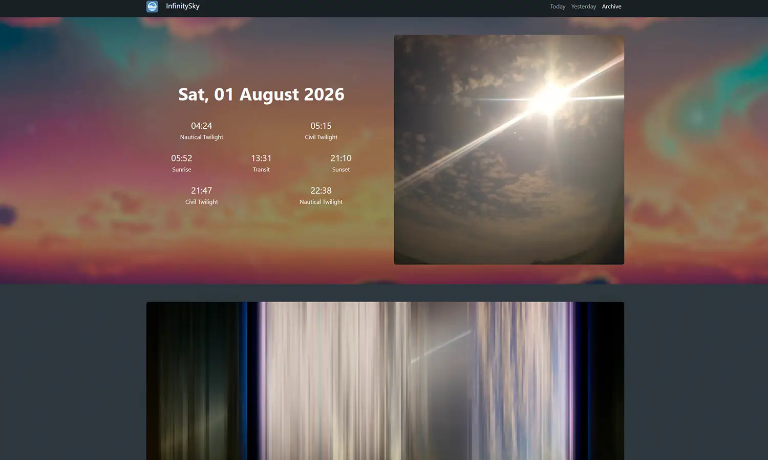 InfinitySky daily all-sky timelapse